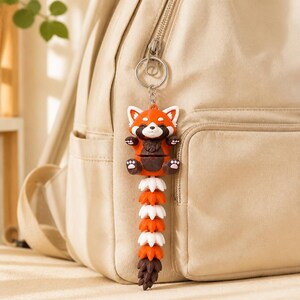 Red Panda Keychain Movable | 3D Print Flexi Figure with Curly Tail | Gift for Animal Lovers image 6