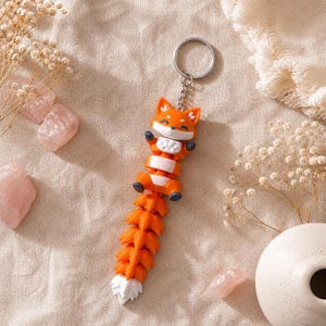 Fox Keychain Movable | 3D Print Flexi Figure with Bushy Tail | Gift for Animal Lovers image 2