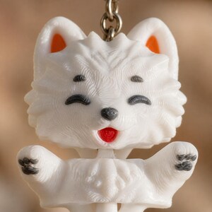 Samoyed Keychain Movable | 3D Print Flexi Dog with Fluffy Tail | Gift for Dog Lovers image 4