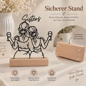 Personalized Sisters Decor | 3D Display with Names and Wooden Base | Sister Gift image 6