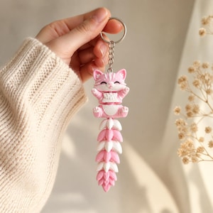 Cat Keychain Movable | 3D Print Flexi Cat Kawaii | Gift for Cat Lovers image 2