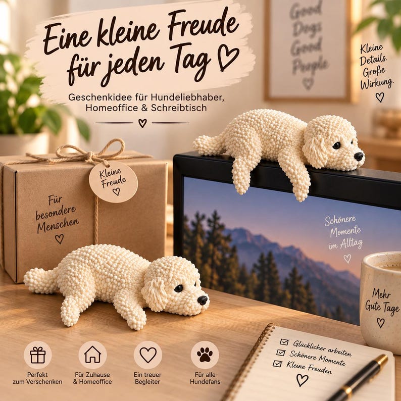 Poodle Monitor Buddy | 3D Desk Decor for Monitor, Laptop or TV image 2
