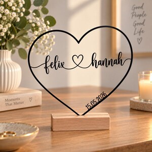 Personalised Heart Ornament | Two Names and Date | 3D Printed Gift for Couples image 4