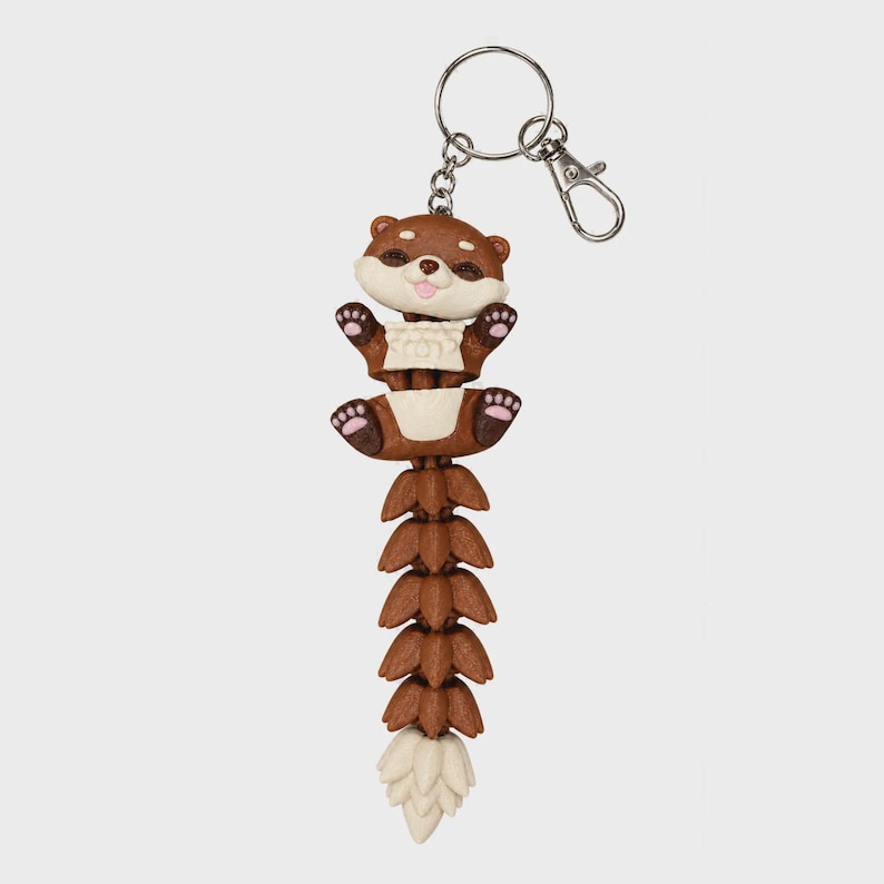 Otter Keychain Movable | 3D Print Otter Figure with Curly Tail | Gift for Animal Lovers image 6