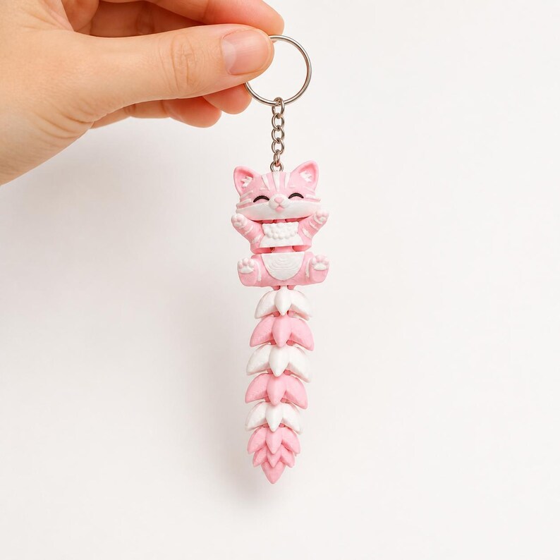 Cat Keychain Movable | 3D Print Flexi Cat Kawaii | Gift for Cat Lovers image 5