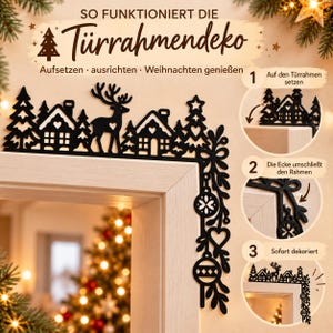Juldekoration till dörrkarm | 4 vintermotiv | Skog, tåg och by | 3D-utskriven bild 7