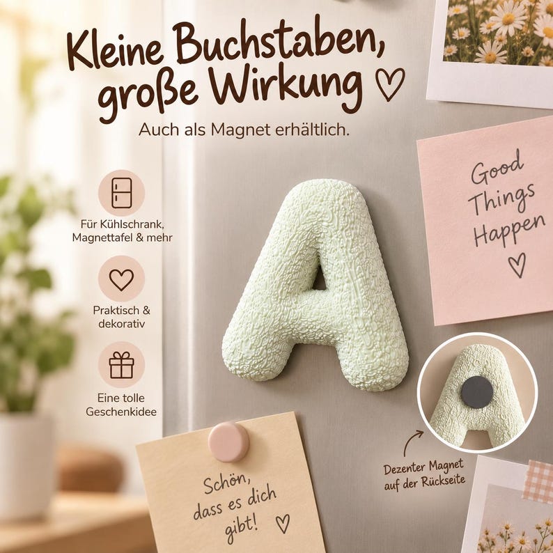 Teddy Letter Nursery Decor | 3D Letter in Your Choice of Colour | Decor, Magnet or Keyring | New Baby Gift image 6