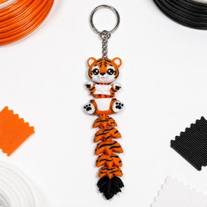 Tiger Keychain Movable | 3D Print Flexi Figure Orange Black | Gift for Animal Lovers image 7