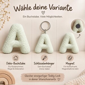 Teddy Letter Nursery Decor | 3D Letter in Your Choice of Colour | Decor, Magnet or Keyring | New Baby Gift image 3