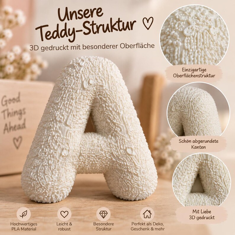 Teddy Letter Nursery Decor | 3D Letter in Your Choice of Colour | Decor, Magnet or Keyring | New Baby Gift image 4