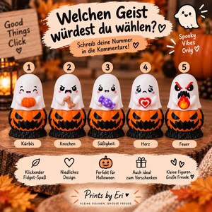 Halloween Ghost Clicker – 3D Printed Fidget Clicker with Pumpkin | Ghost of Choice | Halloween Gift image 4