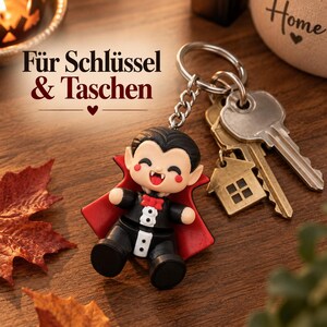 Dracula Movable Keychain | 3D Printed Flexible Vampire Figure | Halloween Gift image 5