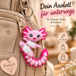 Llavero Axolotl Articulado | Axolotl Flexi Impreso en 3D | Regalo para Fans del Axolotl imagen 5