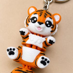 Tiger Keychain Movable | 3D Print Flexi Figure Orange Black | Gift for Animal Lovers image 4
