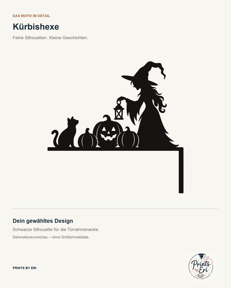 Halloween Door Decor Witch with Pumpkins & Lantern | Black Spooky Decoration (20x20cm) image 4