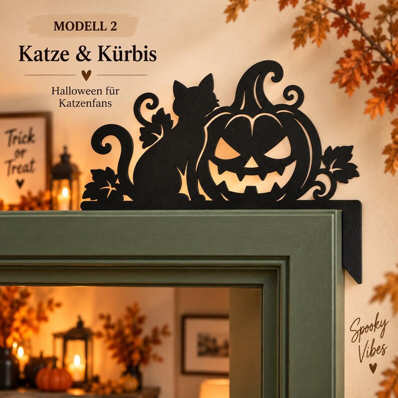 Calabaza, Gato & Cuervo Halloween para Puerta | 3 Modelos | Impreso en 3D imagen 4
