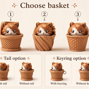 Kawaii Cat in Bucket | 3D Print Figure as Decor or Keychain | Gift for Cat Lovers image 2