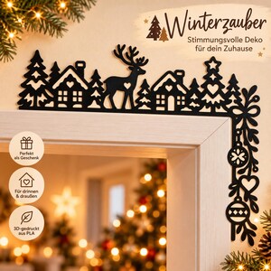 Juldekoration till dörrkarm | 4 vintermotiv | Skog, tåg och by | 3D-utskriven bild 5