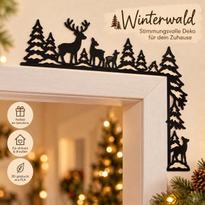 Juldekoration till dörrkarm | 4 vintermotiv | Skog, tåg och by | 3D-utskriven bild 1
