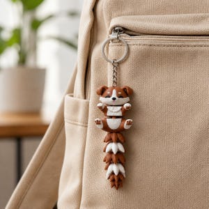 Corgi Puppy Keychain Movable | 3D Print Flexi Dog with Fluffy Tail | Gift for Dog Lovers image 6