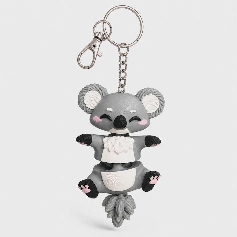Koala Keychain Movable | 3D Print Kawaii Baby Koala with Chain | Gift for Animal Lovers image 6