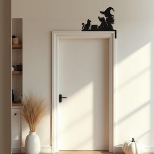 Halloween Door Decor Reading Witch with Books | Black Spooky Decoration (20x20cm) image 7
