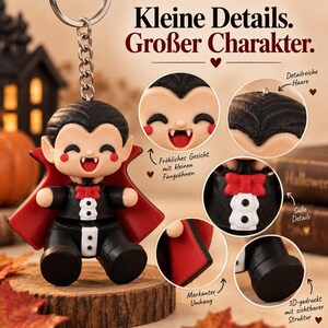 Dracula Movable Keychain | 3D Printed Flexible Vampire Figure | Halloween Gift image 6