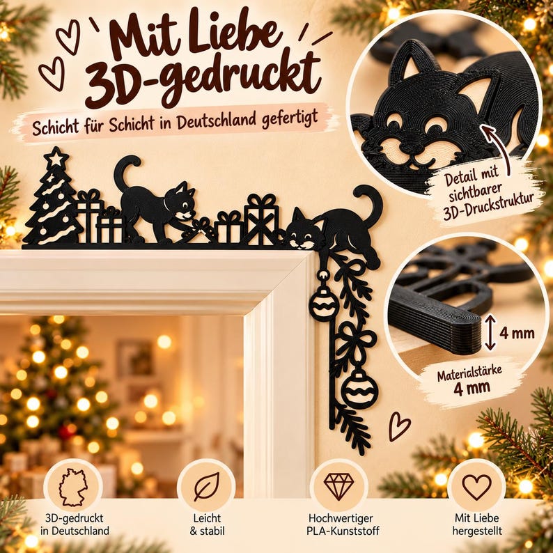 Playful Christmas Door Frame Decoration | 4 Designs | 3D Printed image 6