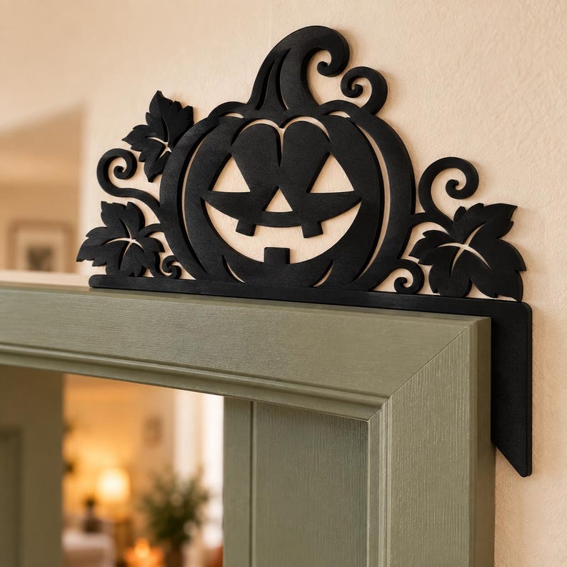 Classic Pumpkin Halloween Door Topper | 4 Designs | 3D Printed Door Decor image 6