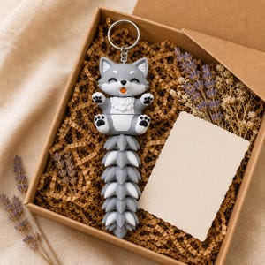 Wolf Keychain Movable | 3D Print Flexi Puppy with Fluffy Tail | Gift for Animal Lovers image 7