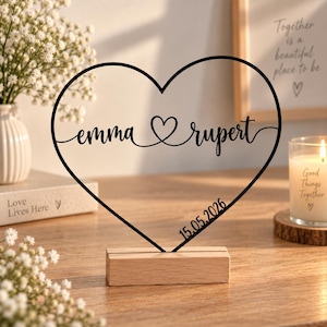 Personalised Heart Ornament | Two Names and Date | 3D Printed Gift for Couples image 2