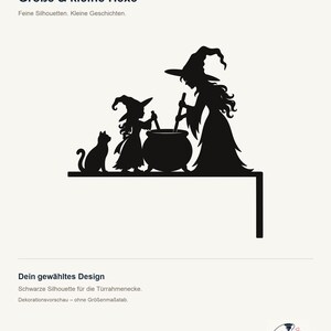Halloween Door Decor Witch & Witch Child with Cauldron | Black Spooky Decor (20x20cm) image 2