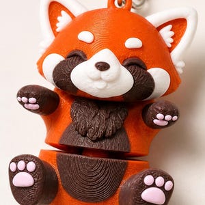 Red Panda Keychain Movable | 3D Print Flexi Figure with Curly Tail | Gift for Animal Lovers image 4
