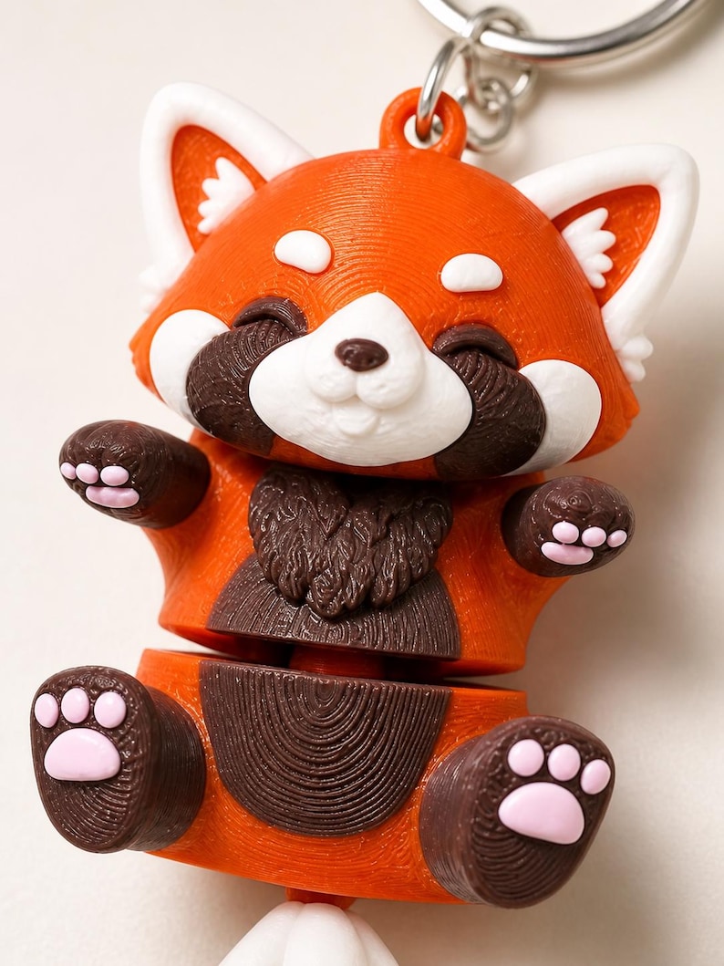Red Panda Keychain Movable | 3D Print Flexi Figure with Curly Tail | Gift for Animal Lovers image 4