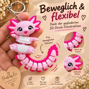 Llavero Axolotl Articulado | Axolotl Flexi Impreso en 3D | Regalo para Fans del Axolotl imagen 6