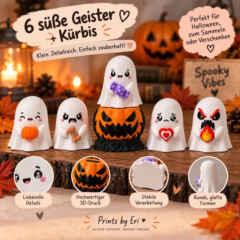 Halloween Ghost Clicker – 3D Printed Fidget Clicker with Pumpkin | Ghost of Choice | Halloween Gift image 9