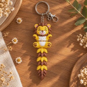 Lion Flexi Keychain | Movable Mane | 3D Printed Gift image 13