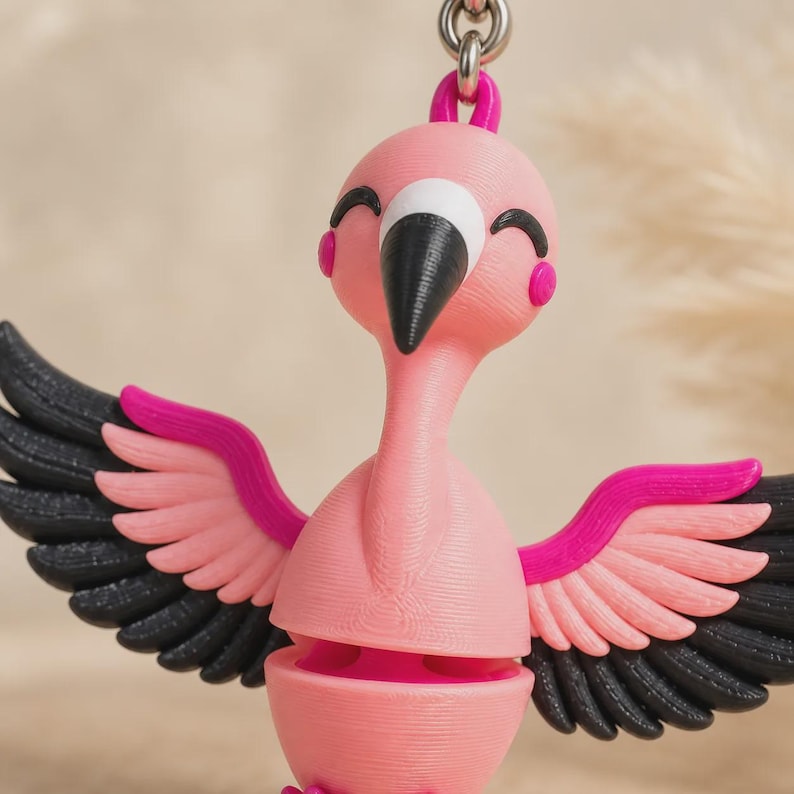 Flamingo Keychain Movable | 3D Print Flexi Figure in Pink | Gift for Animal Lovers image 5