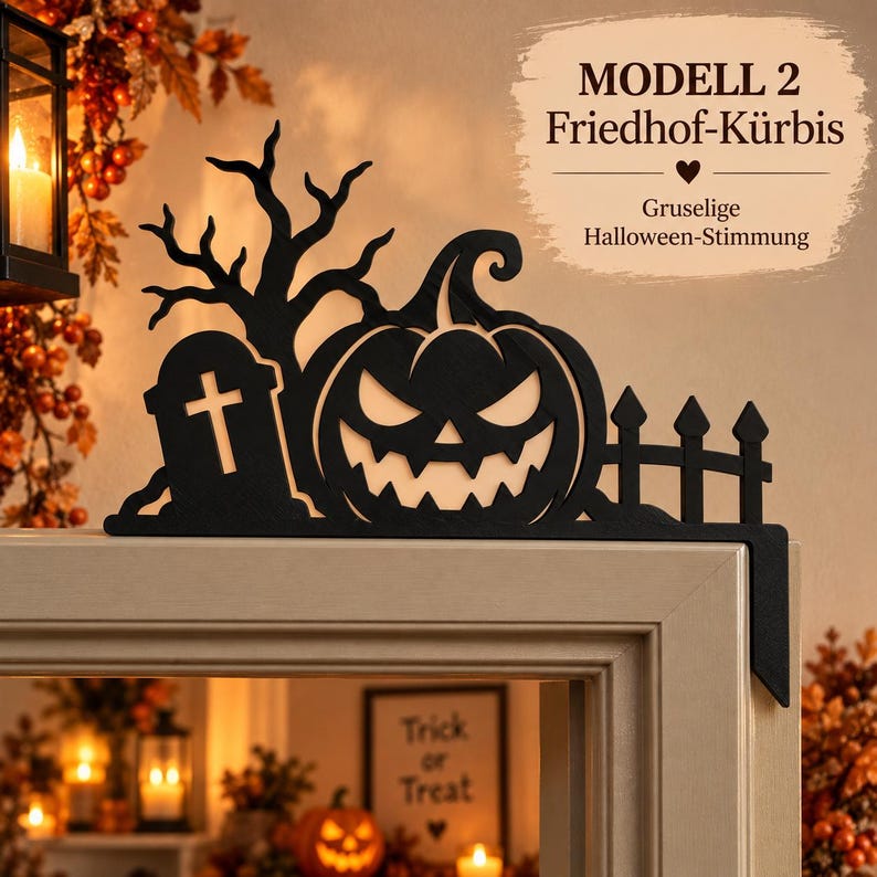 Scary Halloween Pumpkin Door Topper | Knife, Graveyard, Wild, Monster | 3D Print image 4