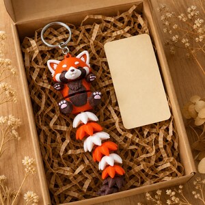 Red Panda Keychain Movable | 3D Print Flexi Figure with Curly Tail | Gift for Animal Lovers image 8