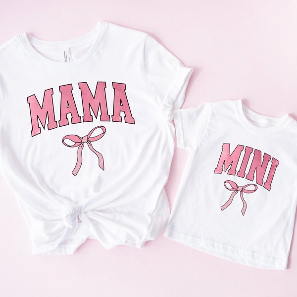 Coquette Mama & Mini Tee, Mama, Mini, Pink, Coquette bow, Coquette, Bow tee, matching, family, mommy and me, mommy, twin, mothers day