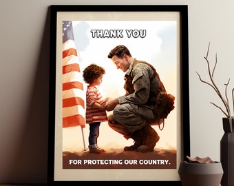 Thank You Veteran Poster, Memorial Day Decor (PDF Instant Download)