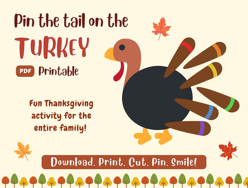 Pin the Tail on the Turkey, Fun Family Thanksgiving Activity for Kids