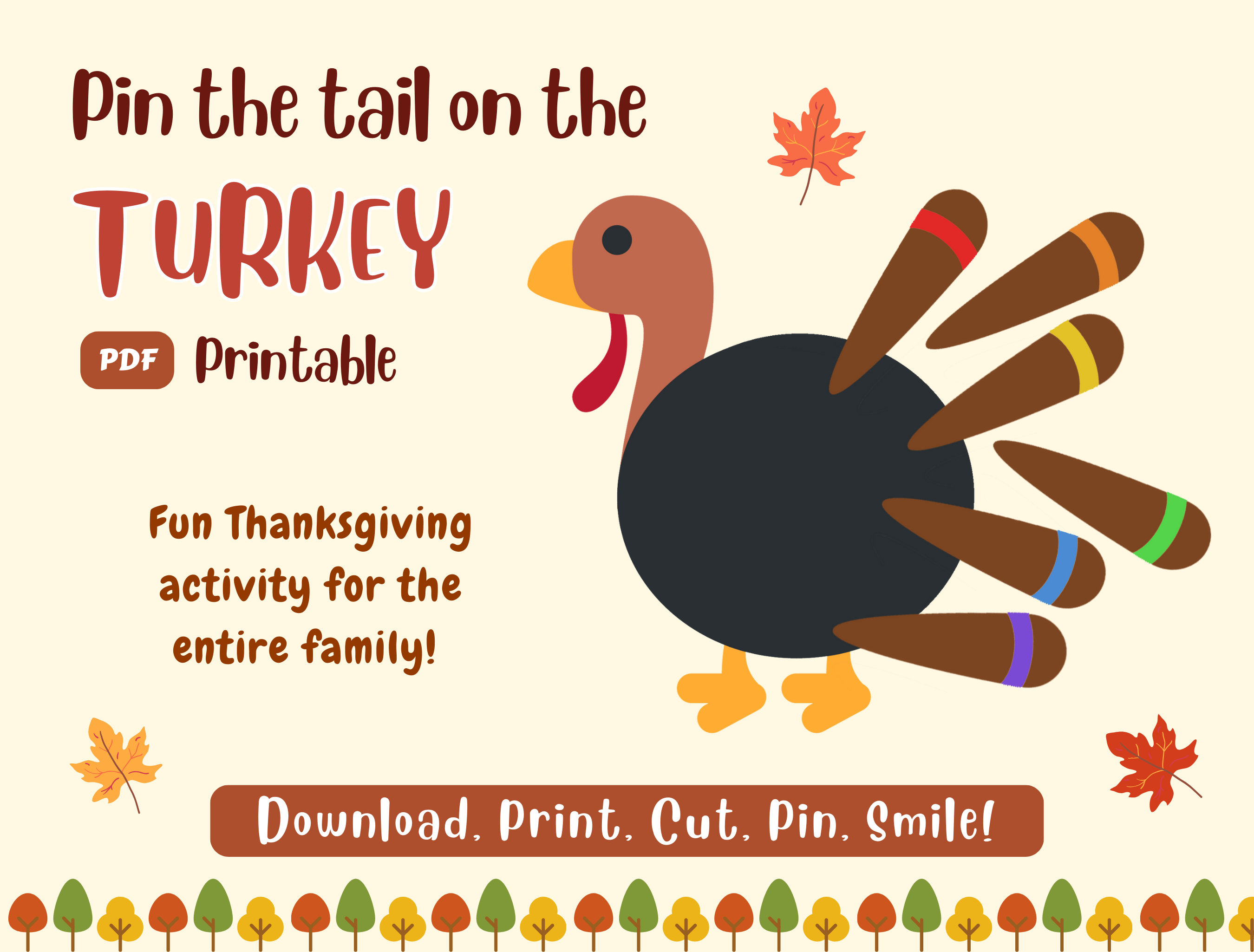 thanksgiving pin the tail on the turkey - etsy