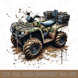 Camouflage Four Wheeler Mudding PNG, VTT png, Four Wheeler aquarelle PNG, Sublimation tout-terrain, 4 roues png, Boue et tracteur png