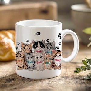 Tazza con gatti, Tazza per amanti dei gatti, Design a sublimazione, Tazza con gattino, Tazza da caffè con gatto divertente, Tazza per amanti degli animali, Download digitale