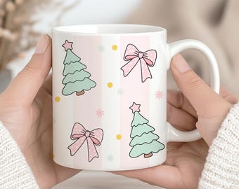 Tasse de Noël pastel, sublimation, tasse à café, modèle PNG, presse, conception de tasse, téléchargement numérique