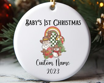 Babys erste Weihnachtsverzierung - Benutzerdefinierte Baum-Weihnachtsverzierung - Personalisierte Verzierung - Weihnachtsfeiertage - Western Christmas
