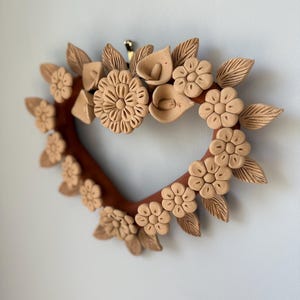 Oaxacan Clay Heart Wall Art: Filigree Pattern, Handmade Mexican Decor