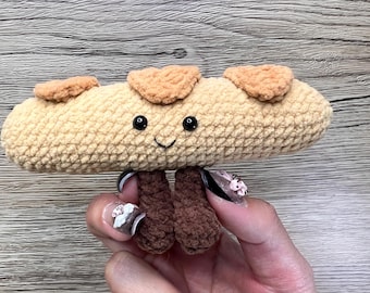 Regalo hecho a mano, croissant de ganchillo, amigurumi, peluche, bonito regalo de cumpleaños para un amigo, decoración del hogar, llavero único, dije para bolso, regalo de comida personalizado.